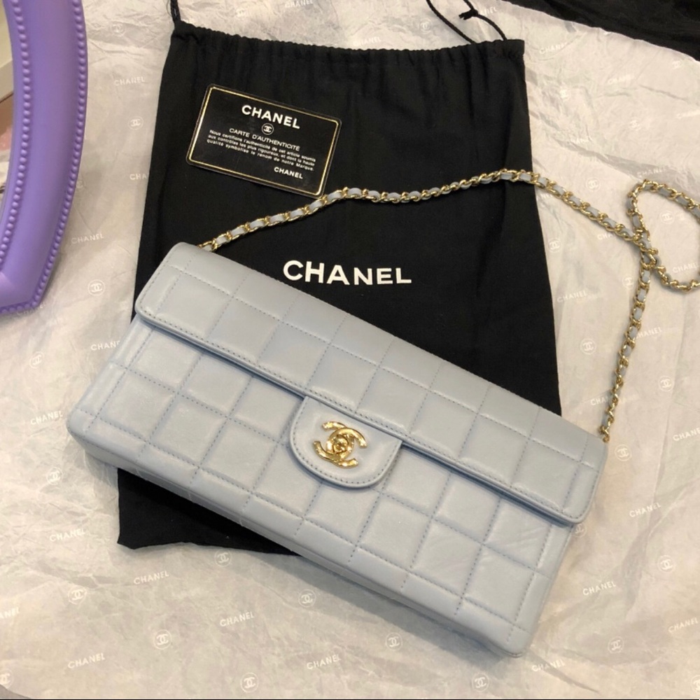 ISO Chanel Chocolate Bar East West Flap Bag